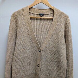 Talbots Soft Caramel Tan Long Sleeve V Neck Button Cardigan Medium Knit Medium